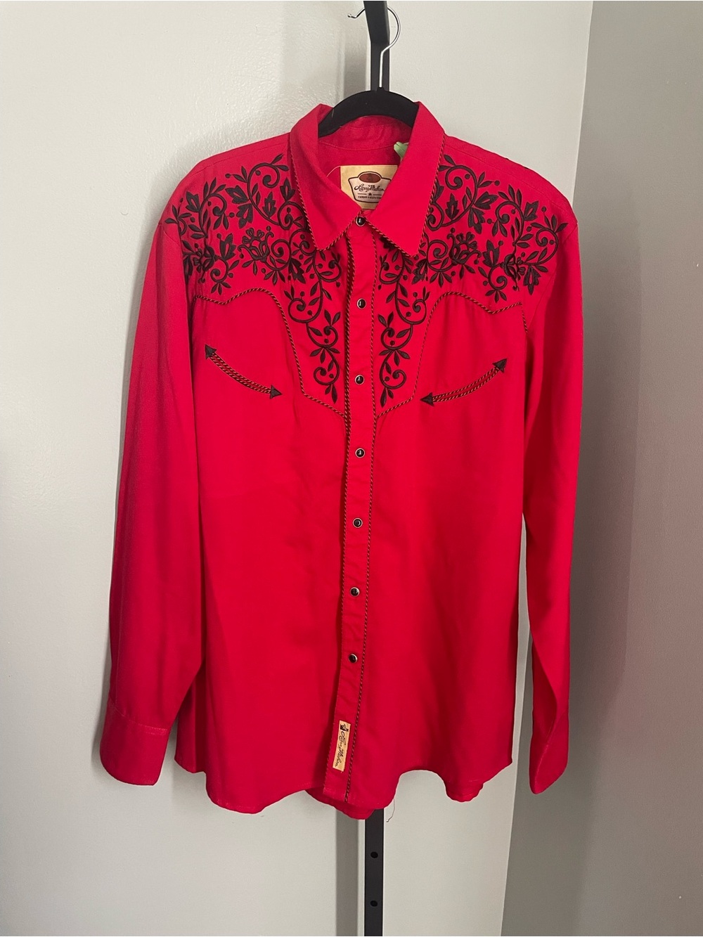 Vintage Larry Mahan Pearl Snap Embroidered Western Rodeo Shirt Size XL